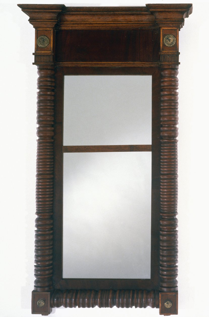 見るガラス、c。 1830〜 1837年（マホガニーとチェリー、ストローブマツ、ソフトメープル、真ちゅう、ミラーガラス） 作： チャールズデルヴェッキオ