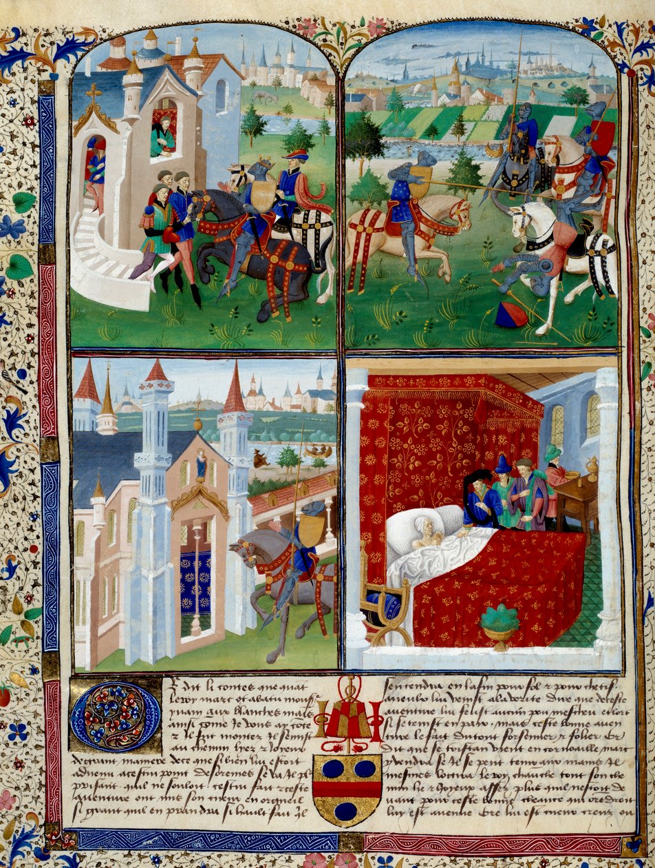 Tristan の小説のイラスト: 開始、トーナメント、および死。 Master Dit De Charles Du Maine (ca. 1450 - 1460) のミニチュア。 シャンティイ、コンデ美術館 作： シャルルデュメインマスター