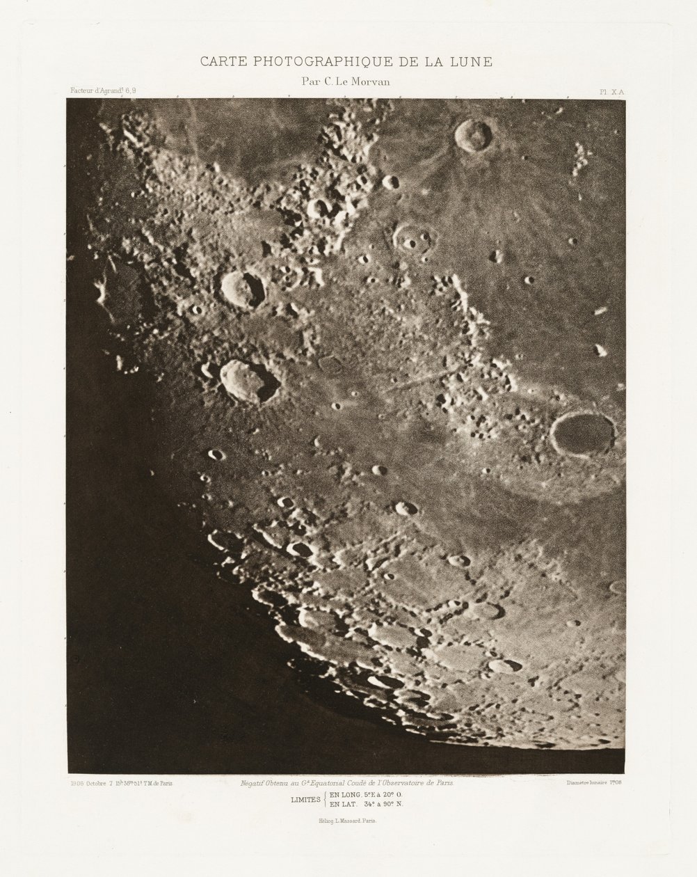 10月7日、Carte photograph de la lune, planche X.A（月の写真チャート、プレートX.A 作： シャルル・ル・モルヴァン
