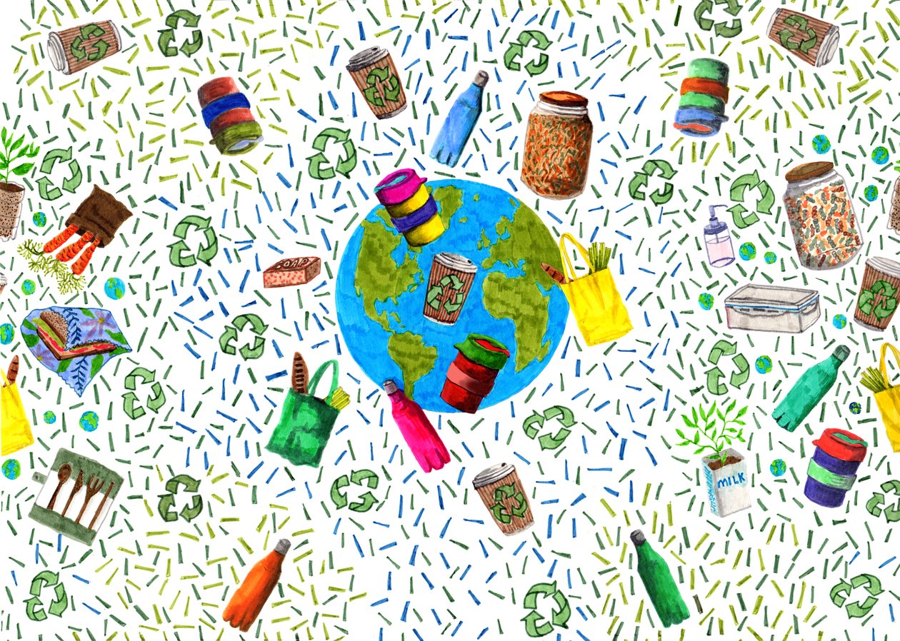 Recycling Bin Design, 2020 (筆ペン & デジタル) 作： Charlotte Orr