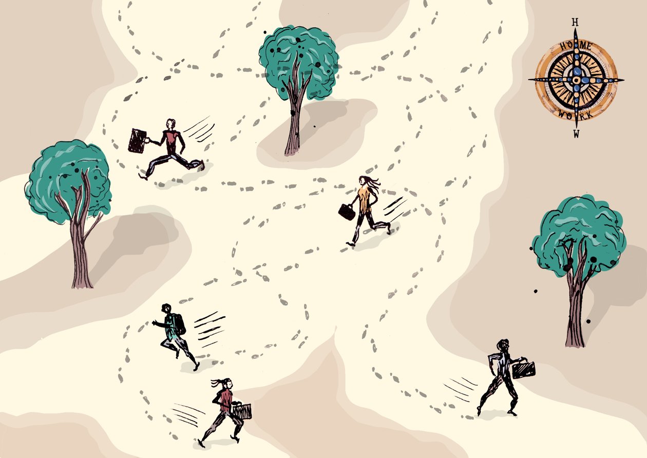 Run to Work、2013年（インクとデジタル） 作： Charlotte Orr