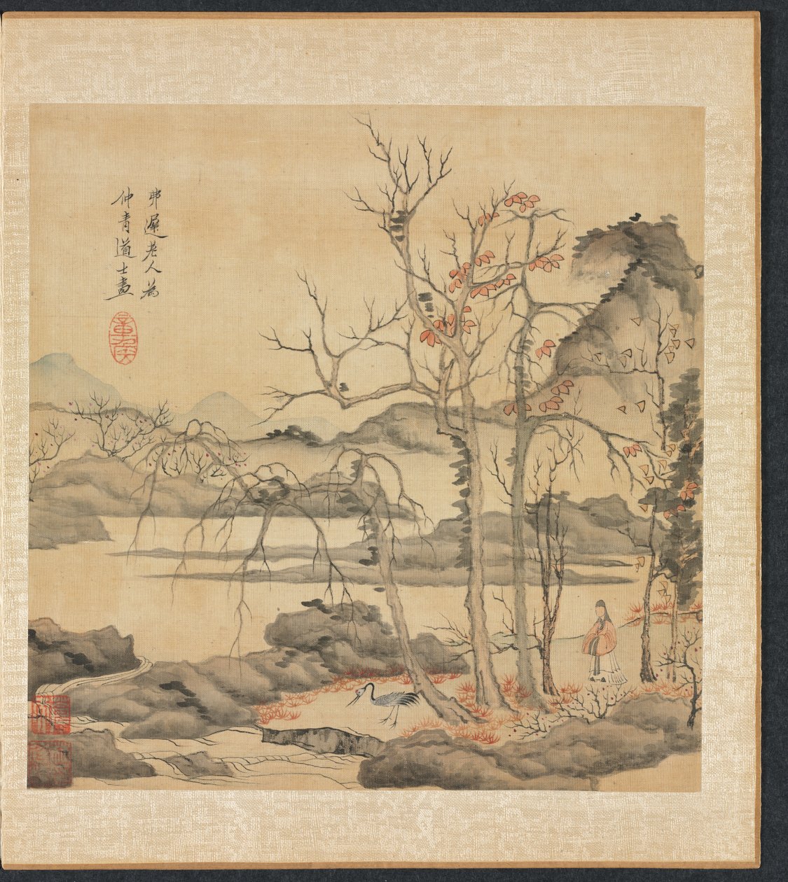 古代の巨匠の後の絵画: 秋の風景の中の道士と鶴 作： 陳紅寿