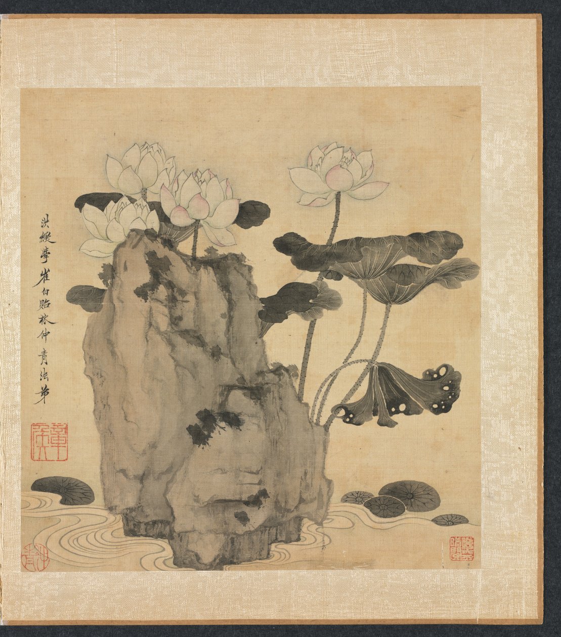 古代の巨匠の後の絵画：ロータスとロック、1598-1652。 作： 陳紅寿