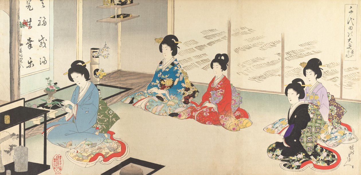 千代田大御所 No.20 順番に生け花… 1895年8月 作： 与州周延