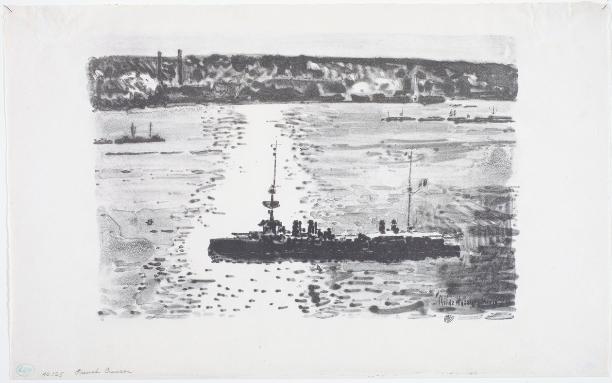 フランス巡洋艦 (litho) 作： チャイルドフレデリックハッサム