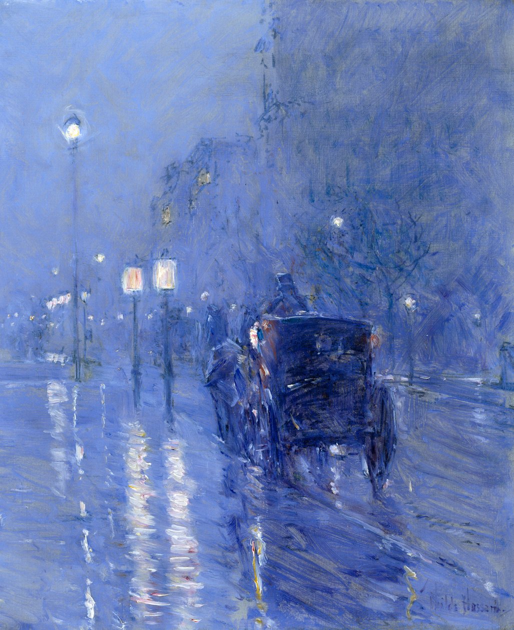 雨の真夜中、1890年代後半（キャンバスに油彩） 作： チャイルドフレデリックハッサム