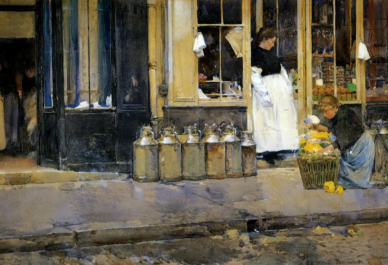 ミルクチャーンズ、1888年頃（紙に水彩） 作： チャイルドフレデリックハッサム