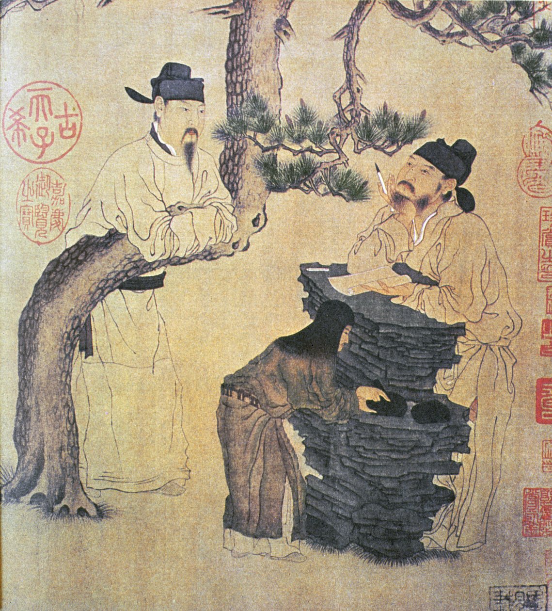 古代中国の詩人、元の中国の巻物の複製