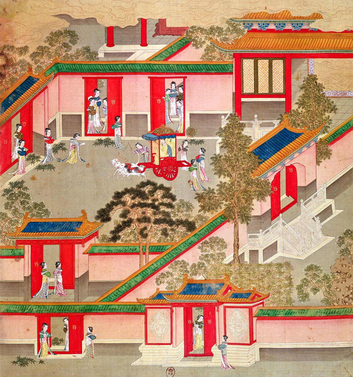 中国の皇帝の歴史から彼の宮殿を離れて、ウーティ皇帝（紀元前156-87年、r.141-87紀元前）（絹の色） 作： 中国語学校