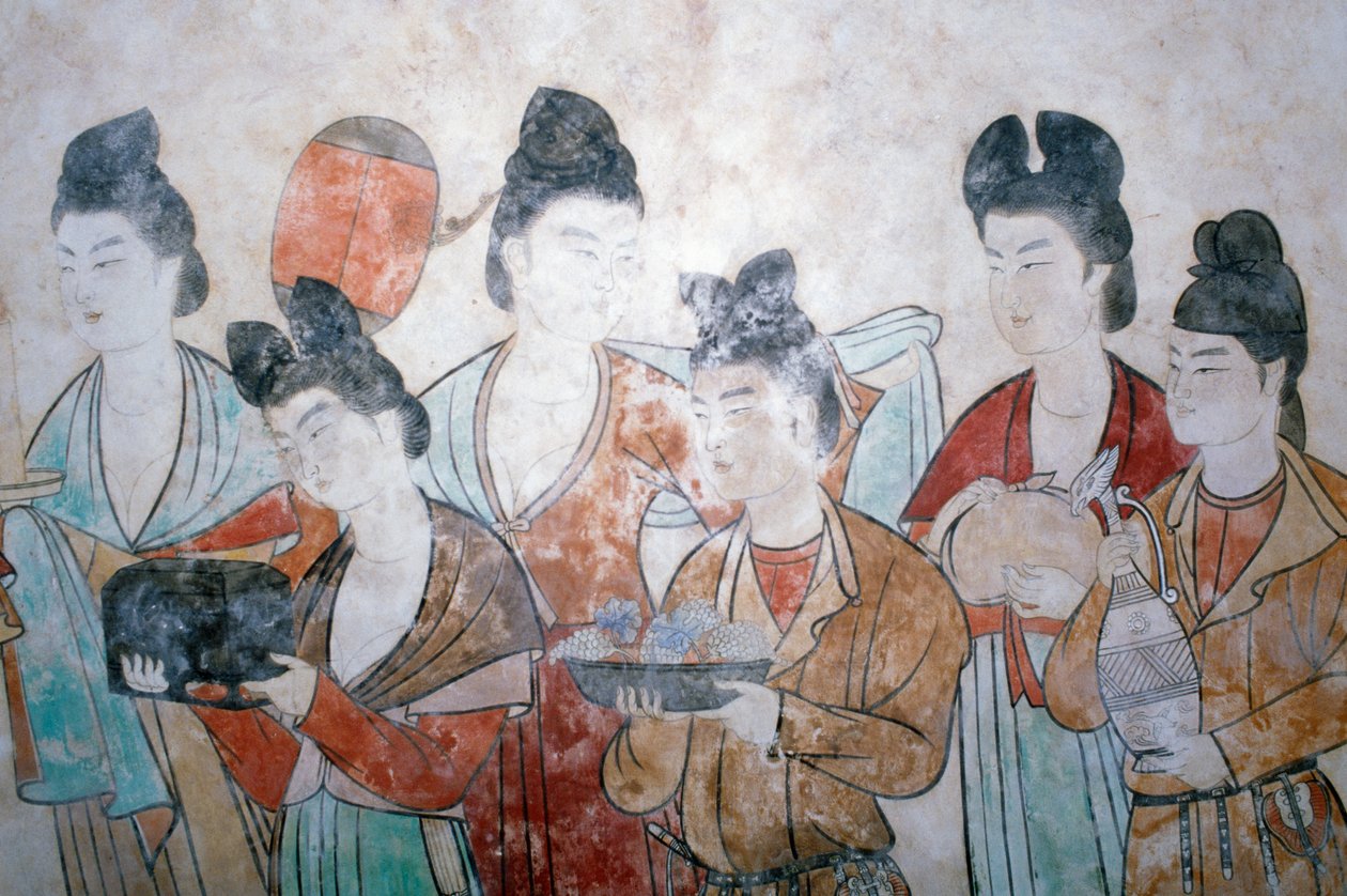 贈物奉納図 呉哲天墓壁画 千年古墳群 唐時代 中国 山西 8世紀