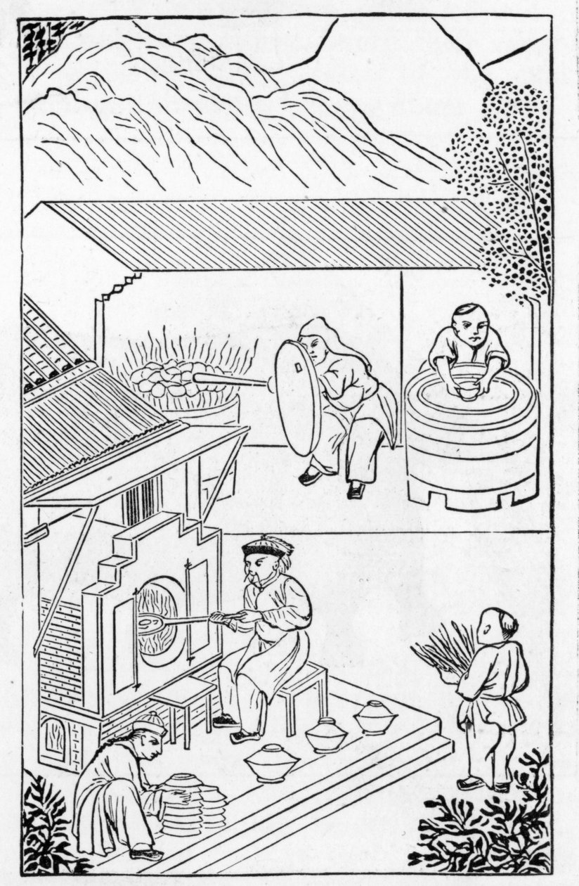 中国の製造に関する一連のイラストからの炉の開閉（シリーズ全体については384116および384117を参照） 作： 中国語学校
