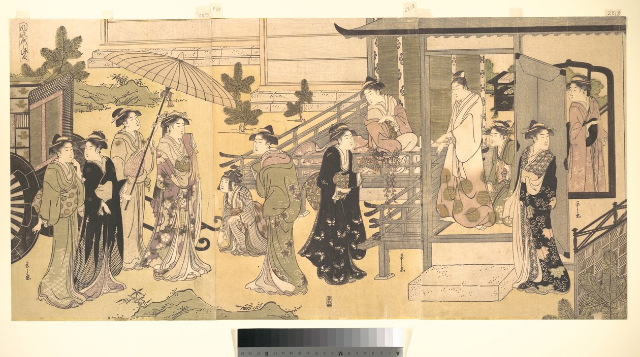 『源氏物語』を見立てた場面（風流やつし源氏）、第33帖「藤裏葉」 作： 長文祭栄司