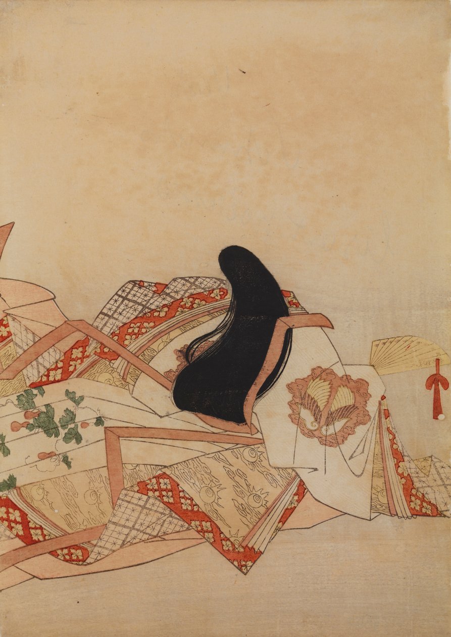 扇を持つ女官、画帖「三十六歌仙女」より一図 / 錦摺女三十六歌仙絵尽 作： 長文祭栄司