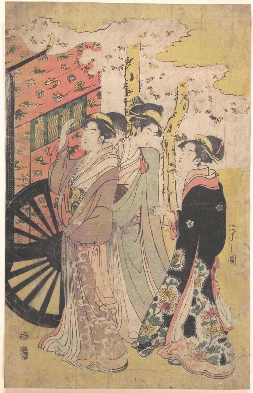 宮廷の馬車から桜を眺める女性 作： 長文祭栄司