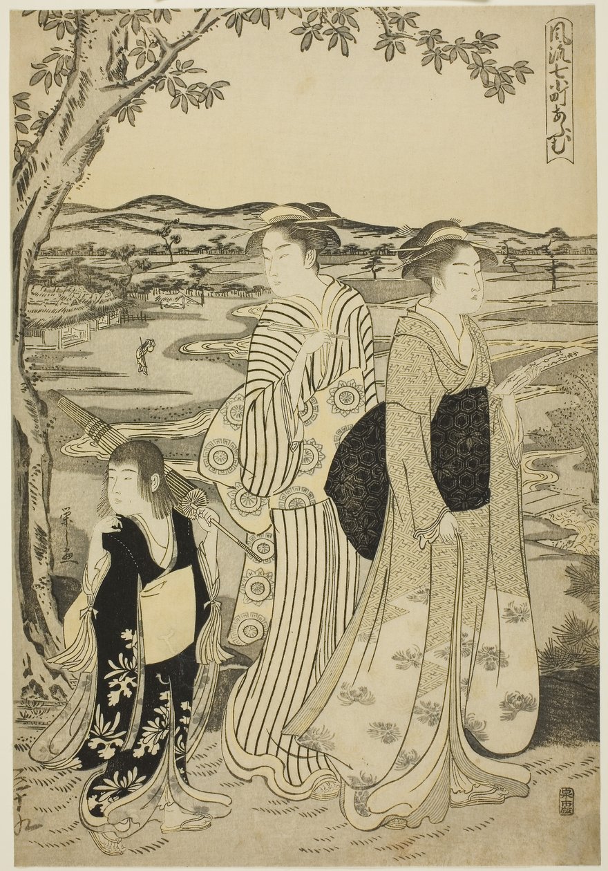 鸚鵡小町 《風流七小町》 1788年頃（錦絵・大判 作： 長文祭栄司