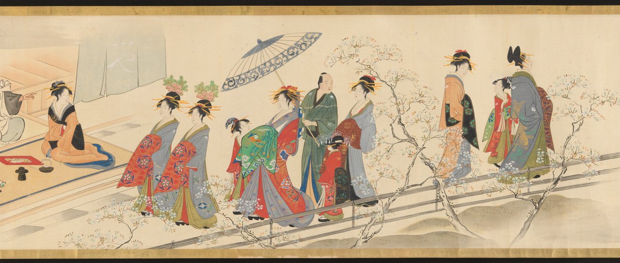 三福神が吉原を訪れる、または「春たけなわの遊興の情景」 作： 長文祭栄司