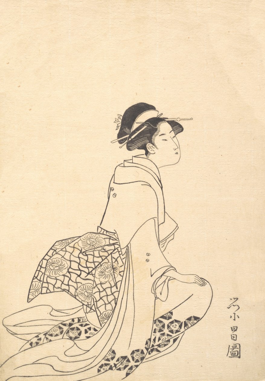 ひざまずく女性。 作： 長ko栄E