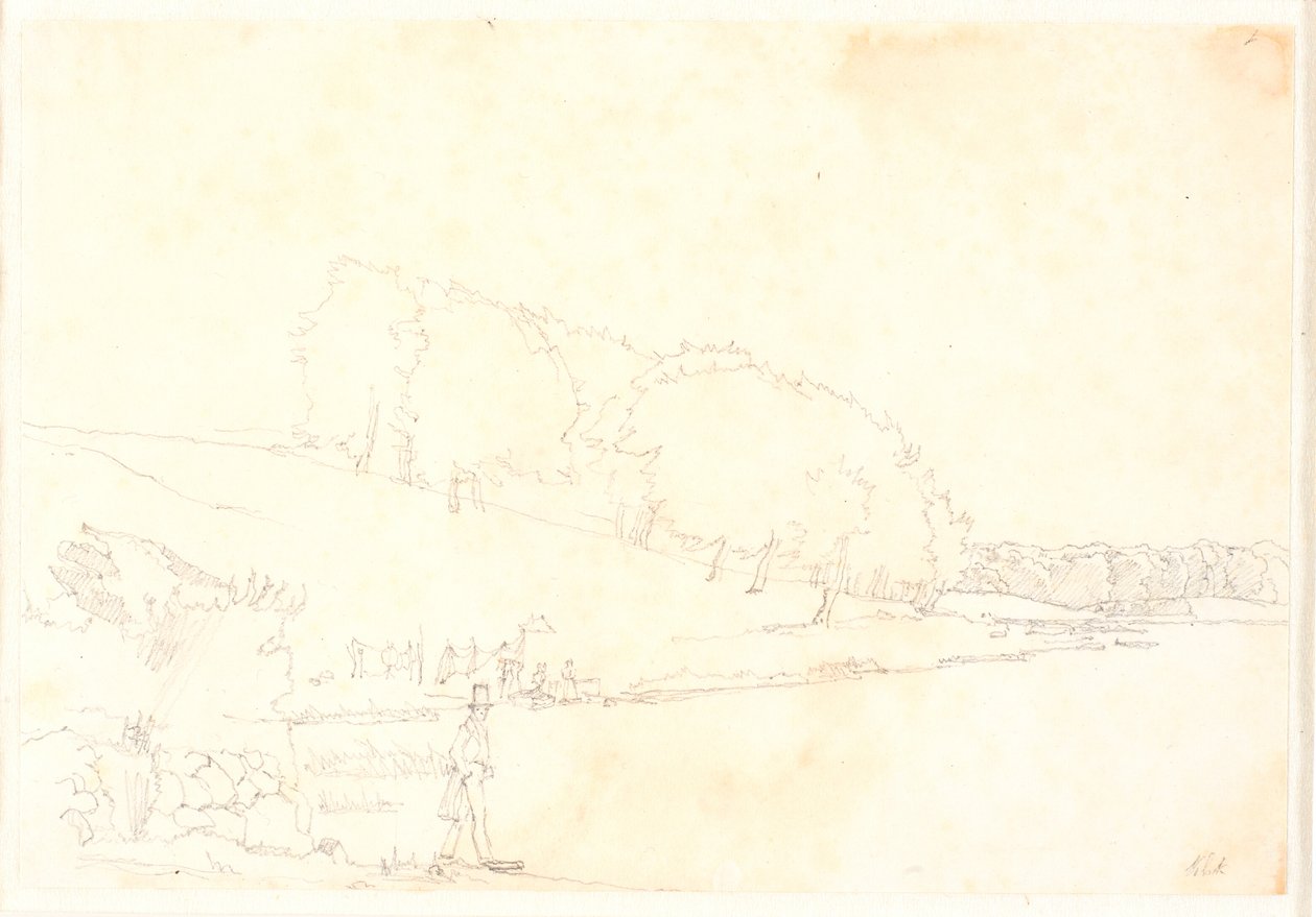 湖のある丘陵の風景 作： ChristenKøbke