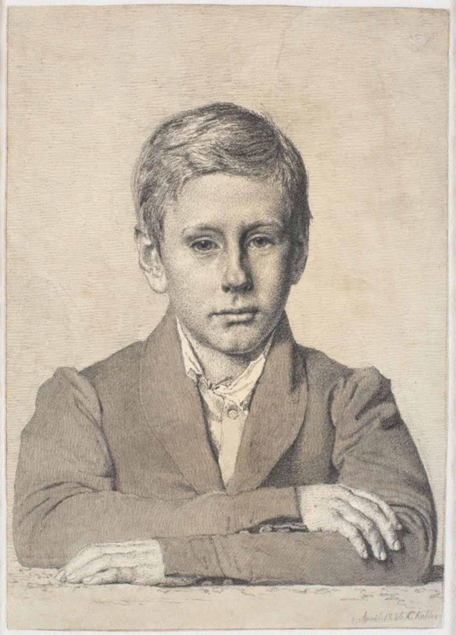 子供の頃の木こりヘンリック・クラウゼン（1825-1904）の肖像 作： ChristenKøbke