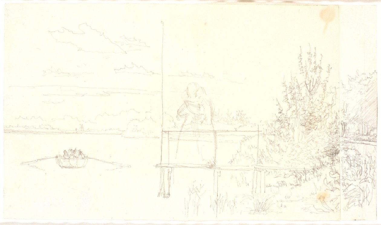 SortedamssøenのDosseringからNørrebroへの眺め 作： ChristenKøbke