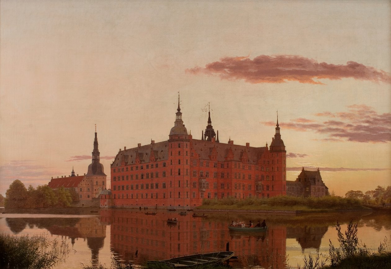 夕方の光の中のフレデリクスボー城 夕方の光の中のフレデリクスボー城、1835年。 作： ChristenSchellerupKøbke