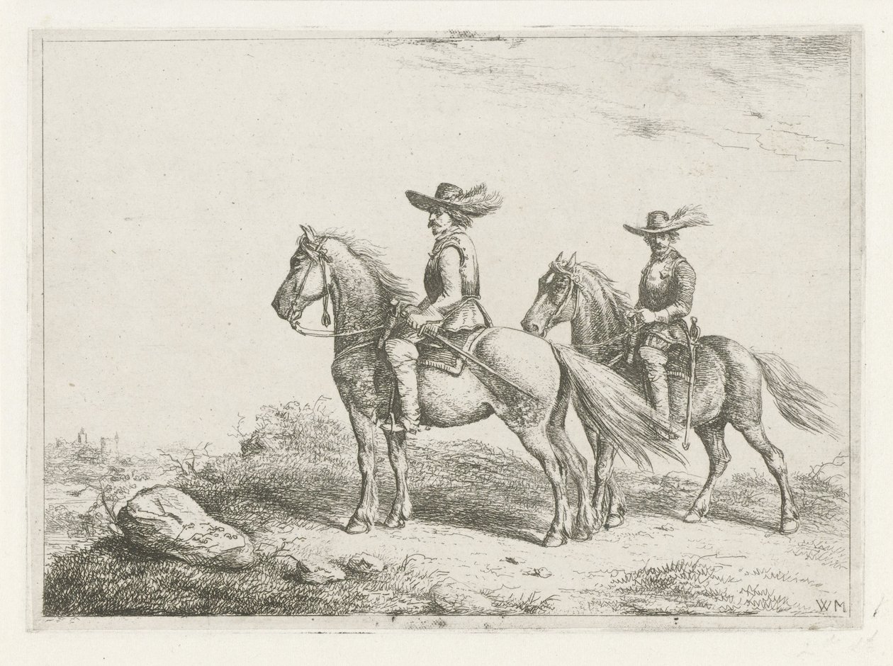 偵察中の 2 人の騎手 作： Christiaan Wilhelmus Moorrees