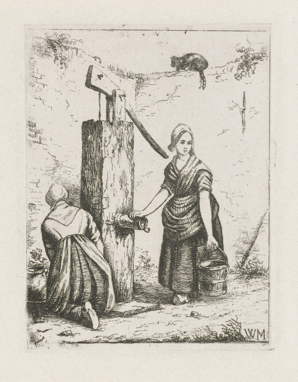 ウォーターポンプで 2 人の女性 作： Christiaan Wilhelmus Moorrees