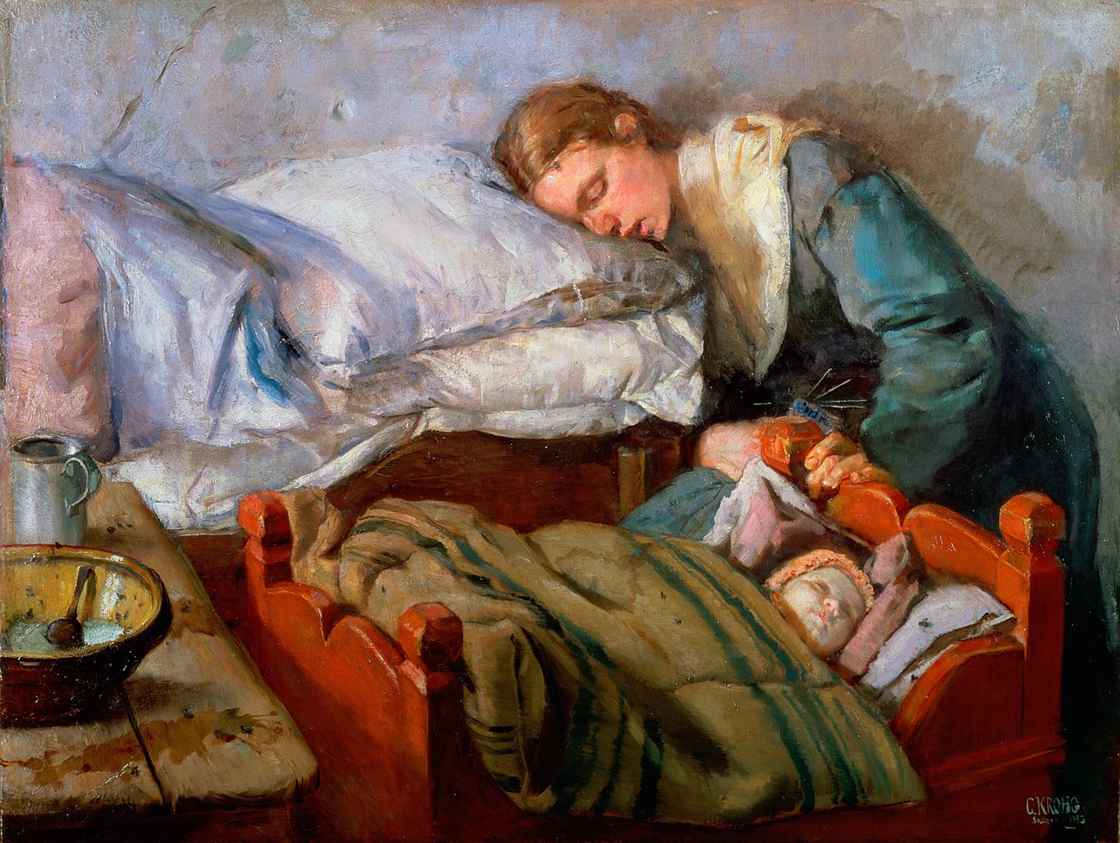 眠る母、1883 作： クリスチャン・クローグ