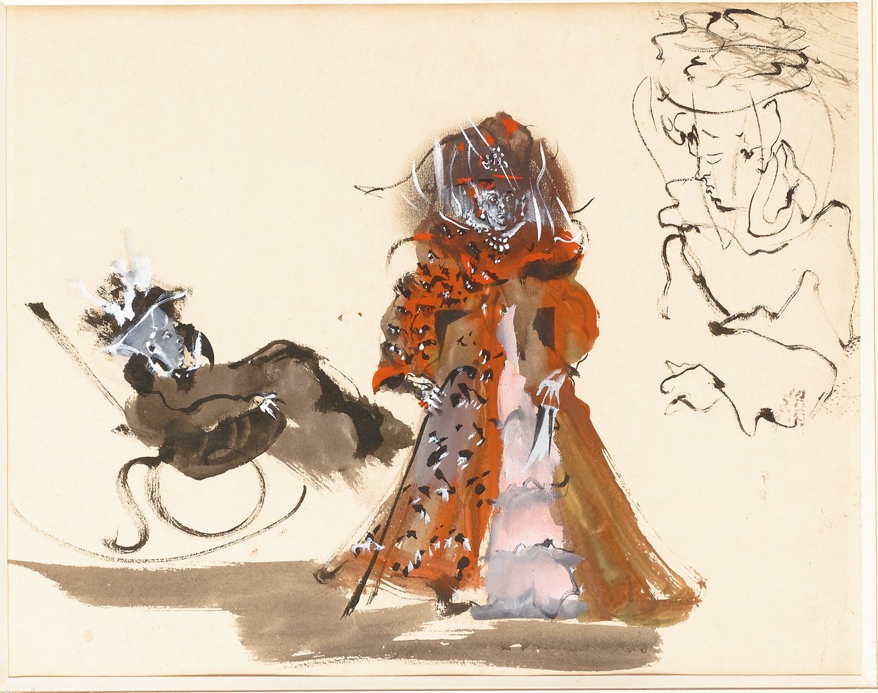 女性の習作（紙に水彩） 作： Christian (attr. to) Berard