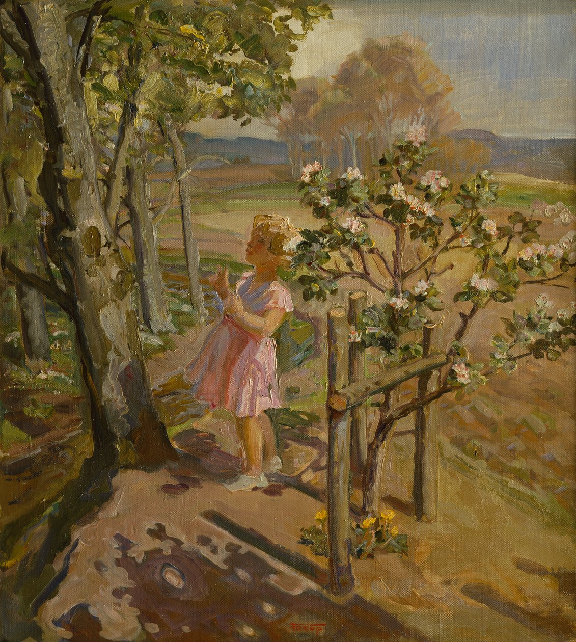 果樹園で（キャンバスに油彩） 作： クリスチャンカールフォープ