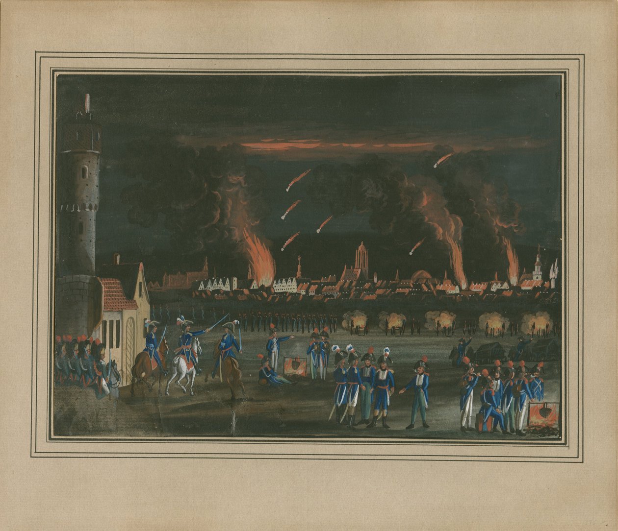 1796 年 7 月 13 日、フランス軍によるフランクフルト アム マインの砲撃 作： クリスティアンゲオルグシュッツザヤンガー