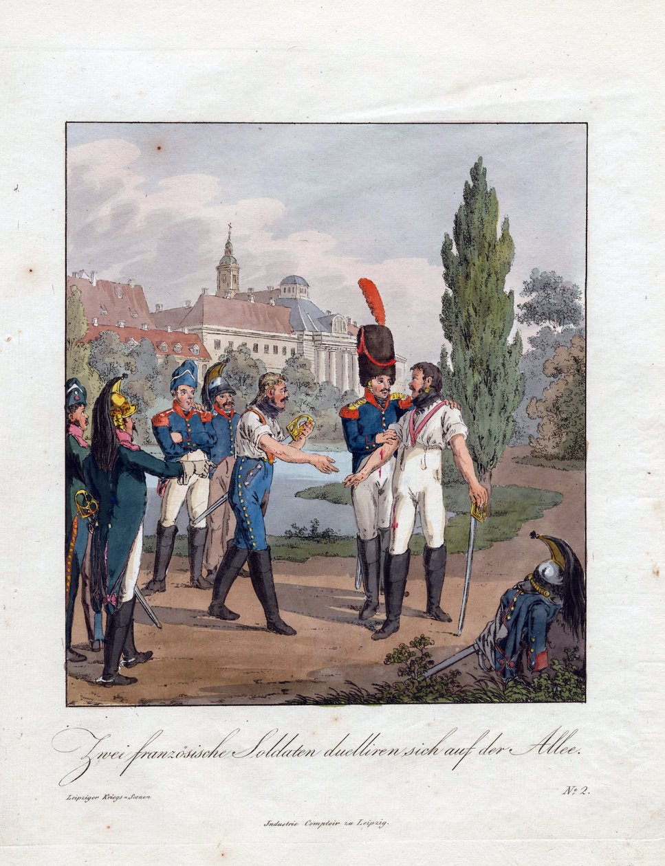 「二人のフランス兵の決闘」 クリスチャン・ゴットフリート・ハインリッヒ・ガイスラー作の水彩画（1770-1844） 1808年 個人蔵 作： クリスチャン・ゴットフリード・ガイスラー