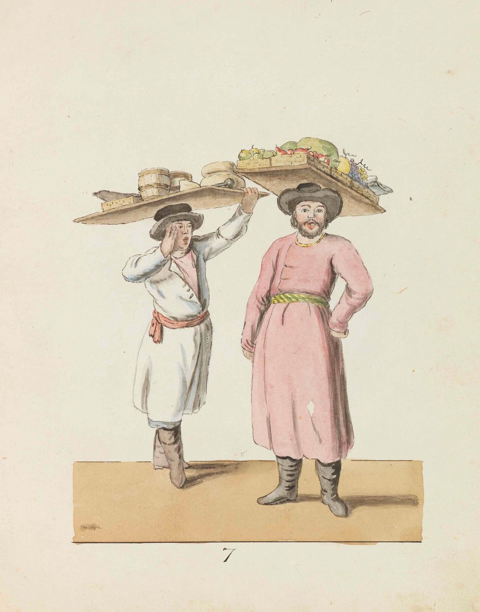 果物売りとチーズとニシンを売る農民 The St. Petersburg..., 1799. 作： クリスチャン・ゴットフリード・ハインリッヒ・ガイスラー