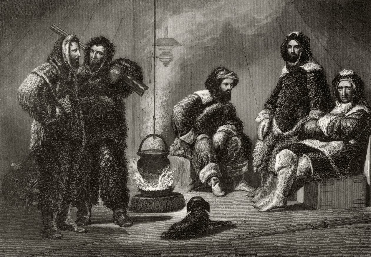 ドクターエリシャケントケイン（1820-57）による「北極圏探検1853年、54、55年」の第1巻から、J。マクゴフィンによって刻まれたブリッグでの生活、フィラデルフィア、1856年 作： クリスチャン・シュッセレ