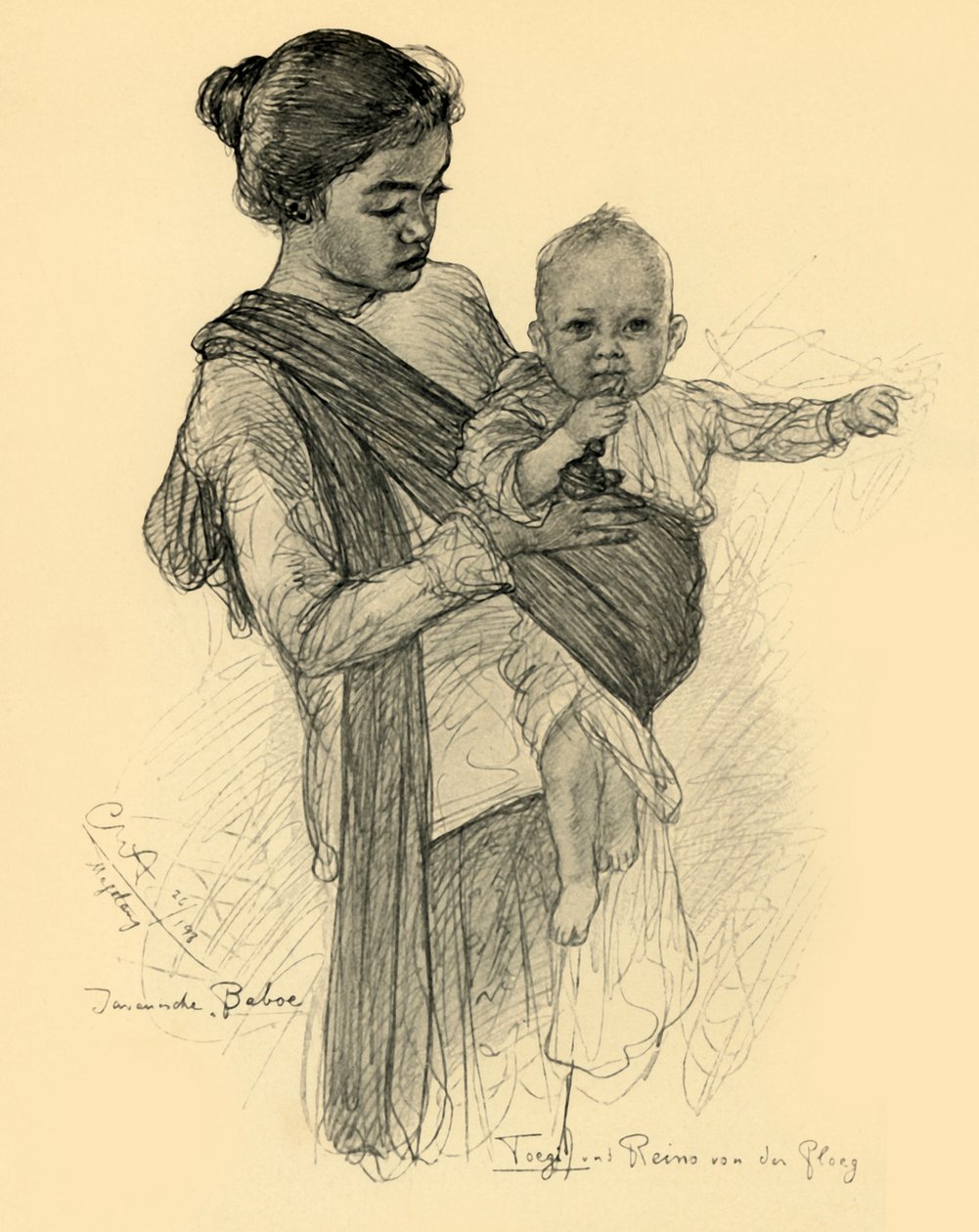 ジャワの乳母とヨーロッパ人の赤ちゃん、マガラン、1898年。