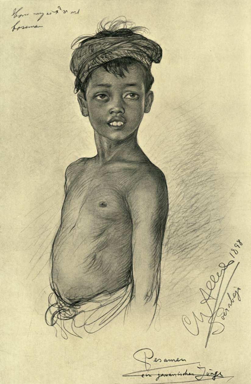 ペサメン - ジャワのスルバヤ出身の少年、1898年。 作： クリスチャン・ウィルヘルム・アラーズ