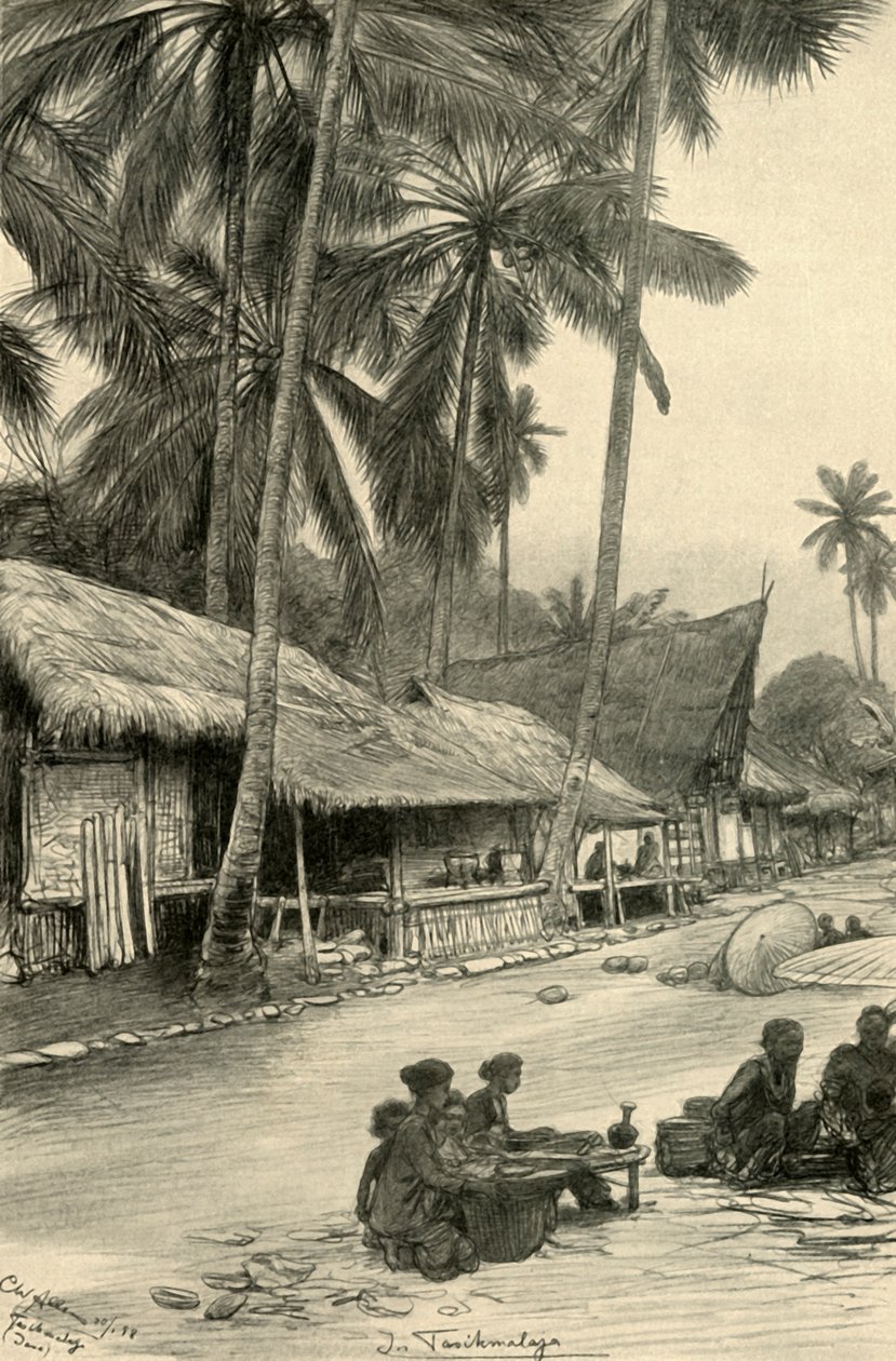 ジャワ島タシクマラヤの街並み、1898年。 作： クリスチャン・ウィルヘルム・アラーズ