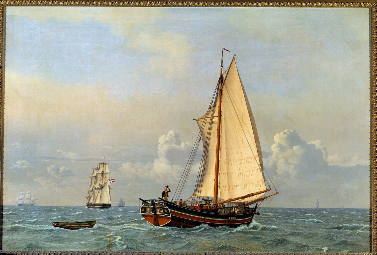 1831年に風下に向かう旧デンマーク船 絵画：Christoffer Wilhelm Eckersberg (1783-1853) 作： クリストファー・ヴィルヘルム・エッカースバーグ
