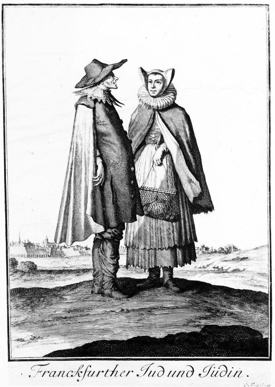 フランクフルターのユデンガッセ出身のユダヤ人カップル、1703年 作： クリストフ・ウェイゲル