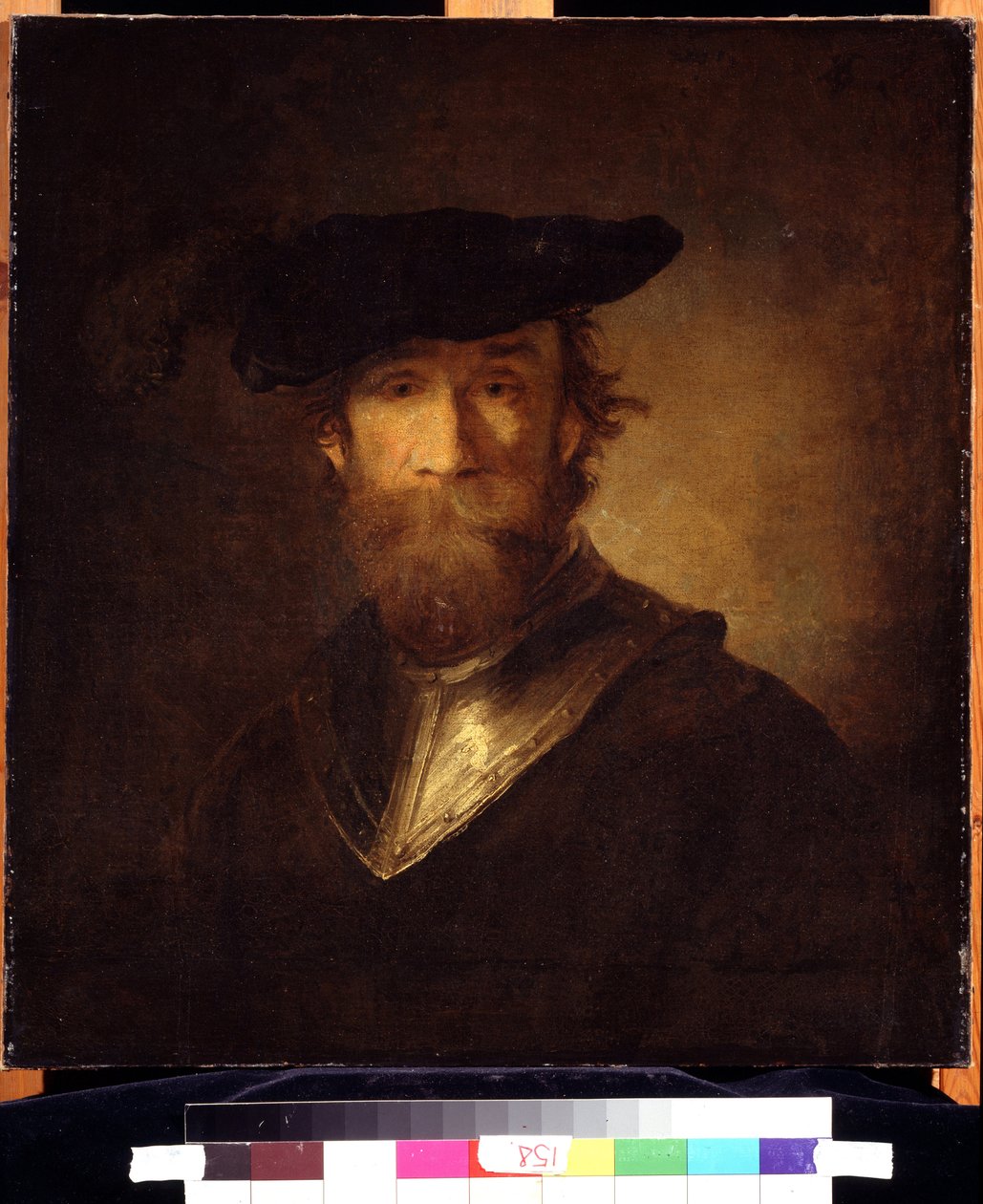 黒いベレー帽の老兵。 ブラックベレー帽の老兵。 クリストファー・パウディス (1630-1666) の絵画。 17世紀ドイツの芸術。 プーシキン美術館、モスクワ。 作： クリストフ・パウディス
