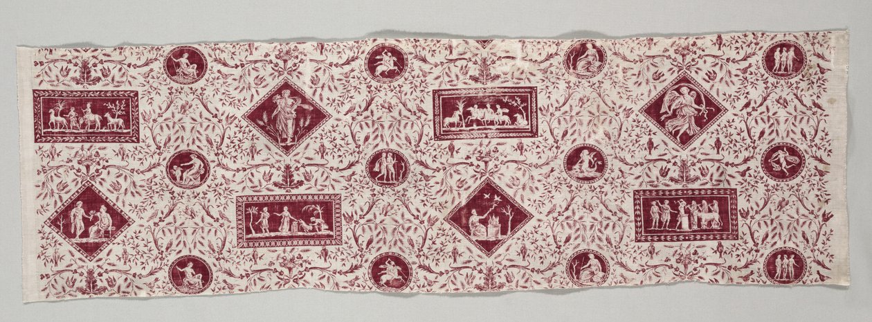 銅版印刷された綿のストリップ、1795-1799。 作： クリストフ・フィリップ・オーバーカンプ