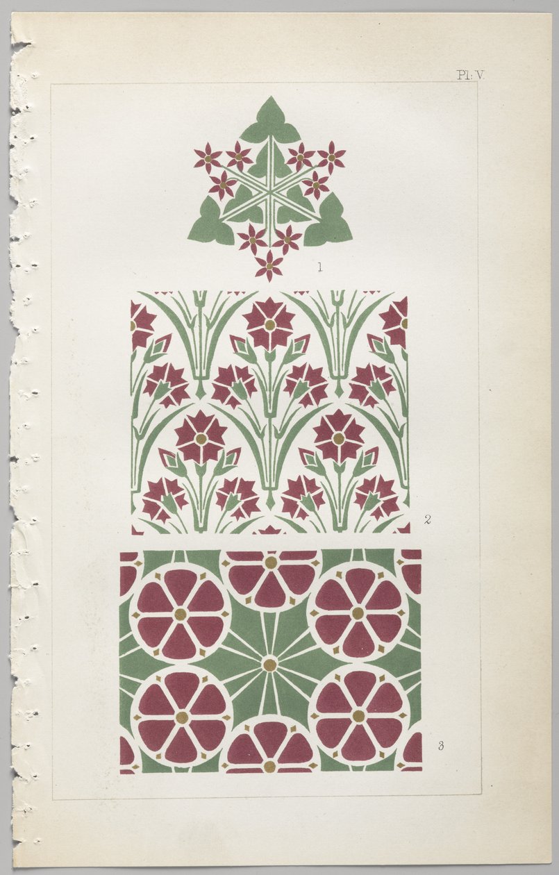 装飾デザインの芸術：付録付き、花が開く日の時間を示す、Day＆Son、ロンドン、1862年発行 作： クリストファー・ドレッサー