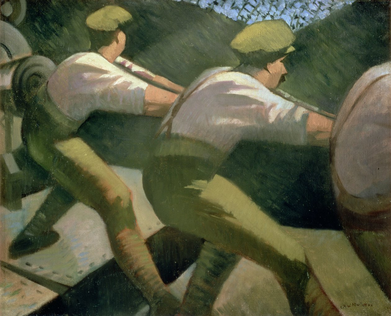 塹壕への銃の装填、1918年 作： クリストファー・リチャード・ウィン・ネビンソン