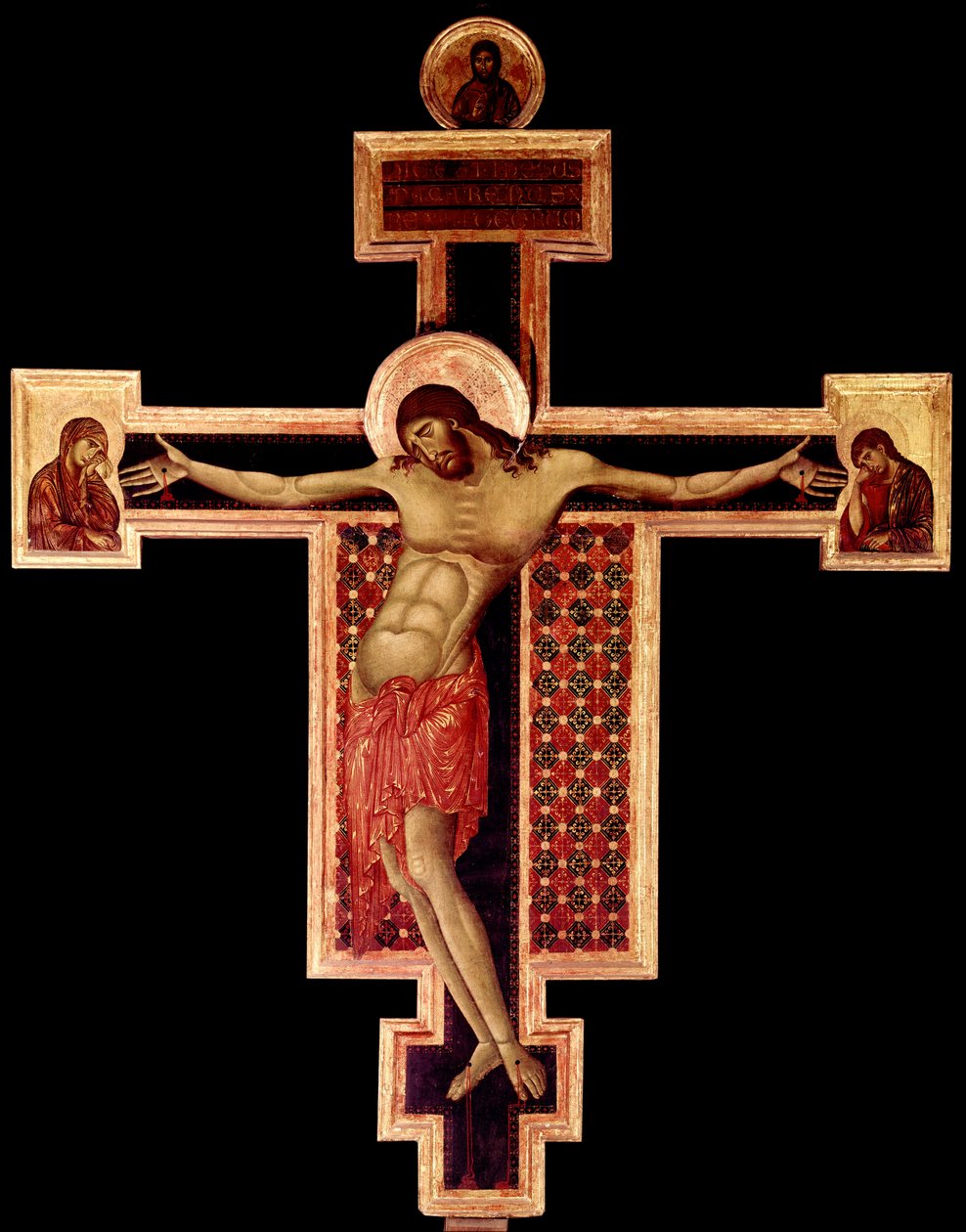 Cimabue (Cenni di Pepo) (1272-1302) 1268-1271 Dim. 336x267 cm アレッツォ、サン・ドメニコ教会の木に描かれた十字架のデトレンペ。 作： シマブエ