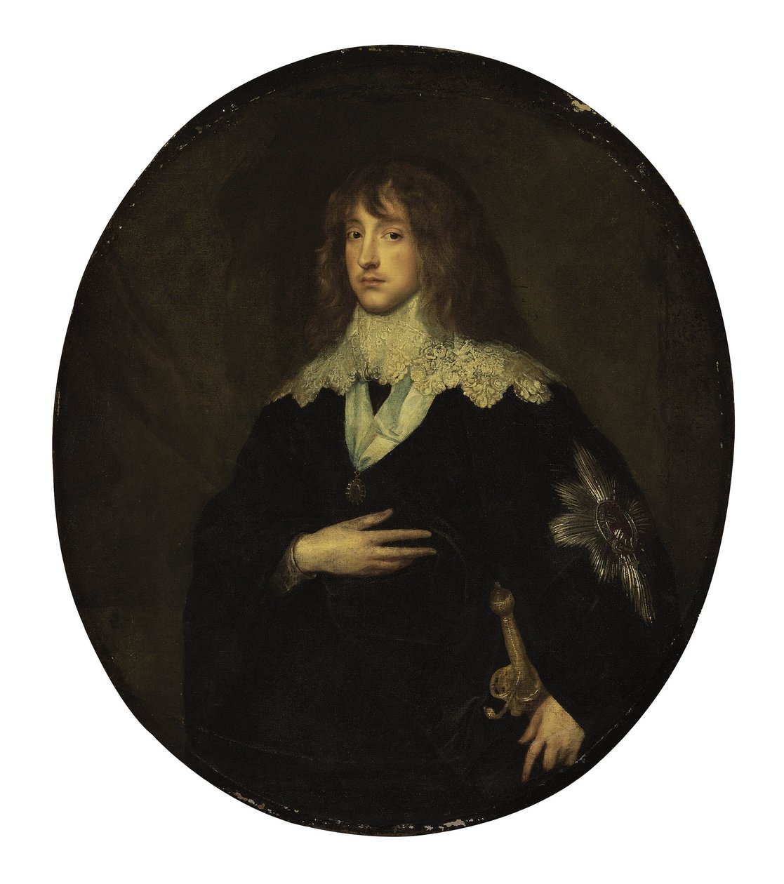 プファルツ選帝侯シャルル・ルイ（1617-1680）のガーター勲章騎士としての肖像 作： アンソニーヴァンダイクの輪