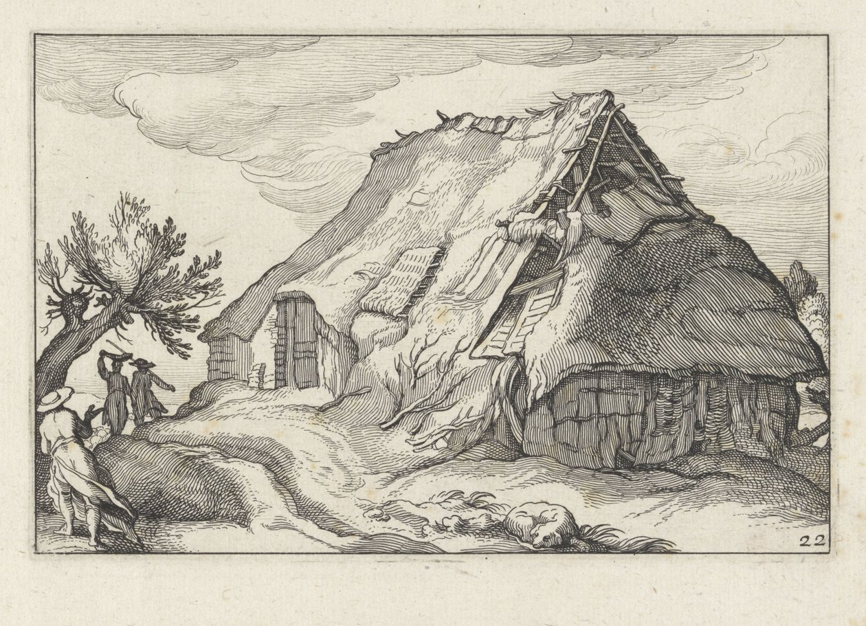 かやぶき屋根が崩れた農家 田園風景（連載タイトル） 作： Claes Janszヴィッシャー（II）