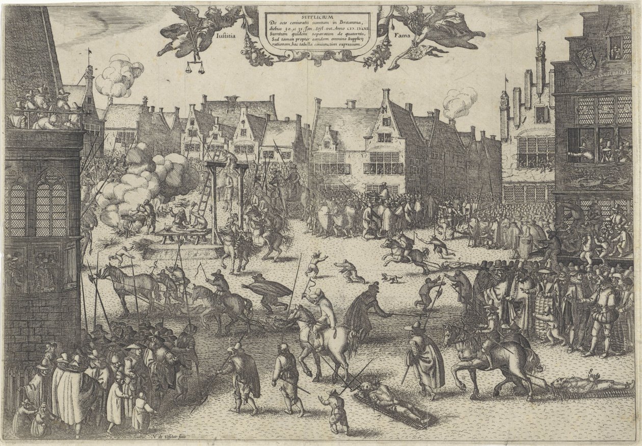 火薬反逆罪の共謀者の処刑、1606年 Supplicium de octo coniuratis sumtum in Britannia (オブジェクトのタイトル) 作： Claes Janszヴィッシャー（II）