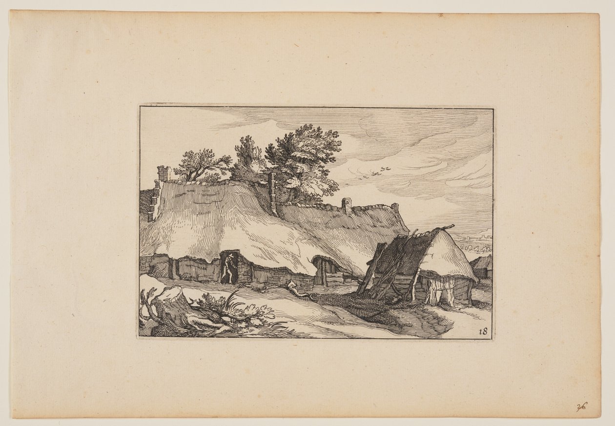 農場、戸口の男、風景より（Verscheyden aerdige Lanthuysen...） 作： Claes Janszヴィッシャー