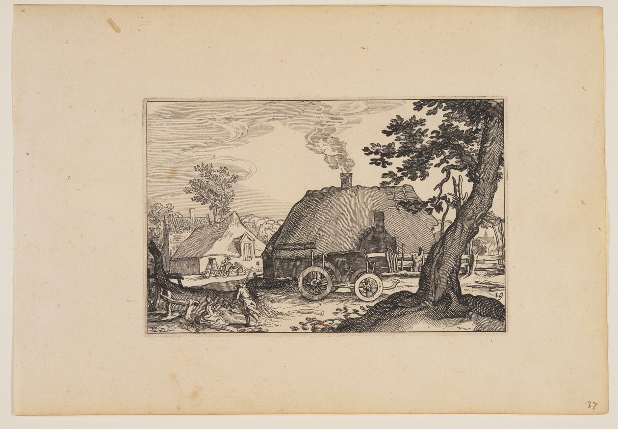農場、中央に荷車のシャーシ、風景より（Verscheyden aerdige Lanthuysen...） 作： Claes Janszヴィッシャー