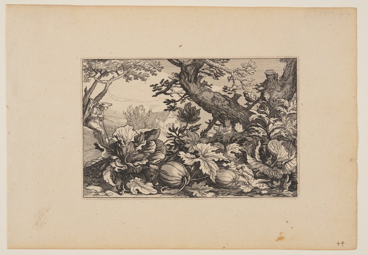 樹木とメロン、風景より（Verscheyden aerdige Lanthuysen...） 作： Claes Janszヴィッシャー